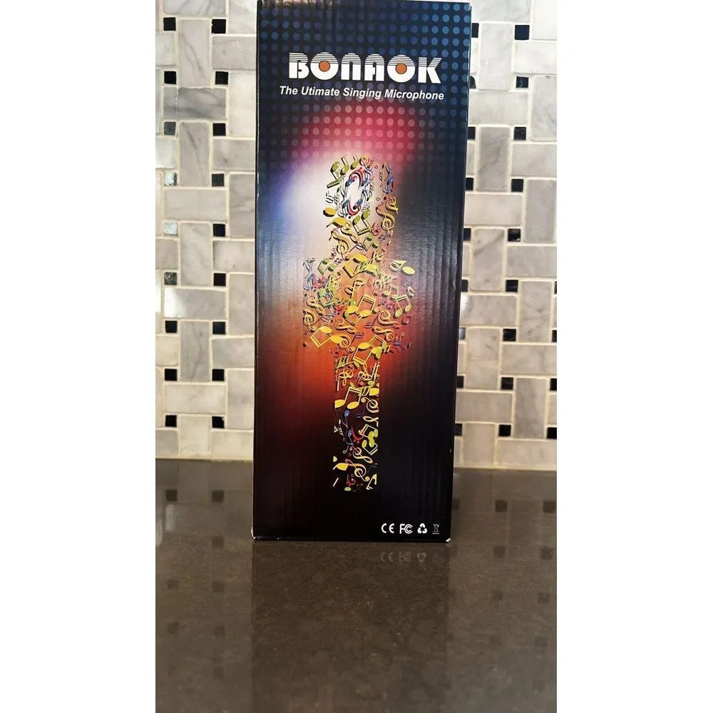 Bonaok Wireless Bluetooth Karaoke Microphone Portable Speaker Rose Gold USB